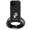 Etui Karl Lagerfeld Crossbody Saffiano Metal Pin Karl & Choupette na iPhone 15 - czarne
