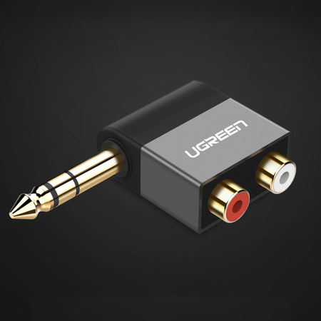 Ugreen adapter audio jack 6.35mm męski do 2xRCA żeński czarny (AV147)