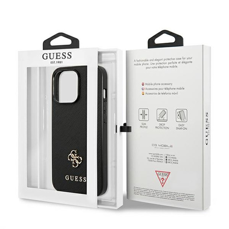 GUESS ETUI DO IPHONE 13 PRO 13 6,1 HARDCASE SAFFIANO Z MAŁYM LOGO METALOWYM