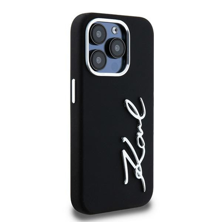 KARL LAGERFELD ETUI SILICONE METAL SCRIPT LOGO DO IPHONE 15 PRO MAX