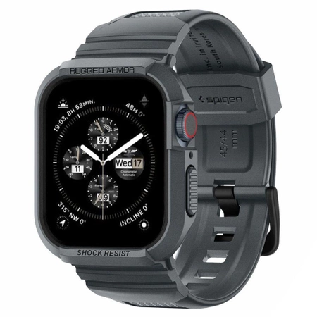 Etui Spigen Rugged Armor Pro na Apple Watch 4 / 5 / 6 / 7 / 8 / 9 / SE (44 / 45 mm) - ciemnoszare