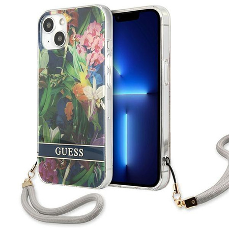 Guess GUHCP13SHFLSB iPhone 13 mini 5,4" niebieski/blue hardcase Flower Strap