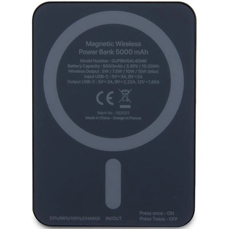 Powerbank indukcyjny Guess MagSafe 4G Strassed Metal Logo 15W 5000mAh - czarny