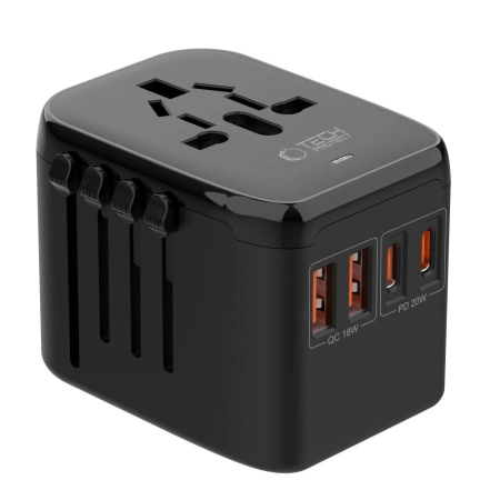 TECH-PROTECT ADAPTER PRZEJŚCIÓWKA TA200 DO EU UK US AU CZARNY