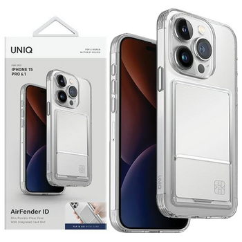 UNIQ etui Air Fender ID iPhone 15 Pro Max 6.7" nude transparent Cardslot