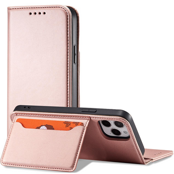 Magnet Card Case etui do iPhone 12 Pro pokrowiec portfel na karty kartę podstawka różowy