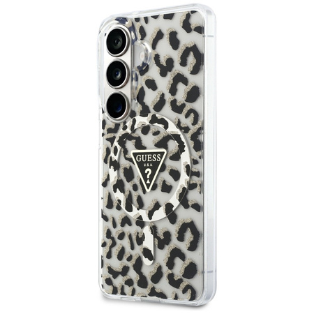 Etui Guess IML Leopard Print Triangle    MagSafe do Samsung Galaxy S26 czarny