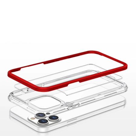 HURTEL CLEAR 3IN1 ETUI DO IPHONE 13 PRO MAX ŻELOWY Z RAMKĄ OCHRONĄ