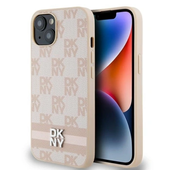 DKNY CASE HARDCASE LEATHER CHECKERED MONO DO IPHONE 15 14 13 STRIPES PRINT