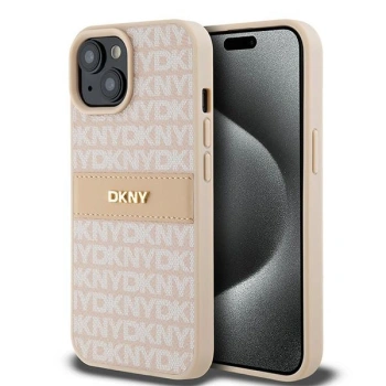 DKNY ETUI HARDCASE DO IPHONE 15 PLUS 14 PLUS 6.7 LEATHER MONO STRIPE Z LOGO