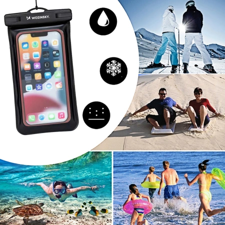 Etui Wozinsky WWE-01 wodoodporne z opaską do telefonu armband PVC - czarne