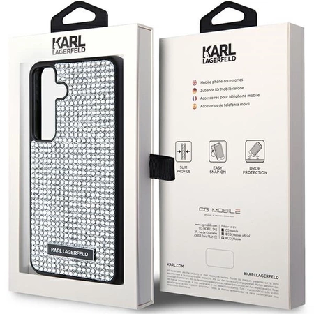Etui Karl Lagerfeld Rhinestone Metal Logo na Samsung Galaxy S24 - srebrne