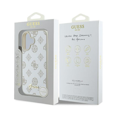 GUESS HARDCASE DO IPHONE 16.1 PEONY SCRIPT LOGO Z MAGNETYCZNYM DO MAGSAFE