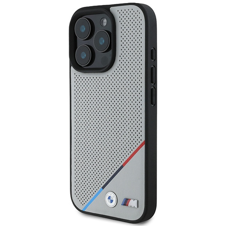 BMW BMHMP16L23PUPDG iPhone 16 Pro 6.3szary/grey hardcase M Perforated Tricolor Line MagSafe