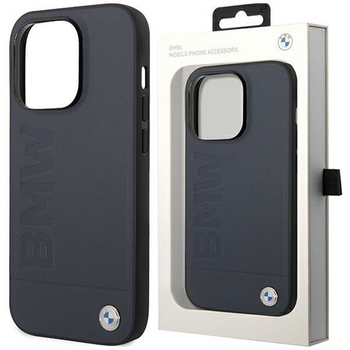 Etui BMW BMHMP14LSLLna iPhone 14 Pro - granatowe Leather Hot Stamp MagSafe