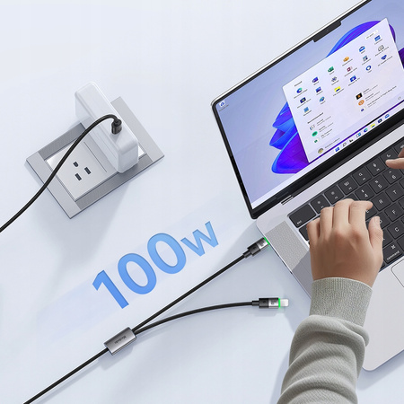MCDODO KABEL USB-C 2W1 SZYBKIE ŁADOWANIE DO IPHONE 14 MACBOOK LED 100W 2M