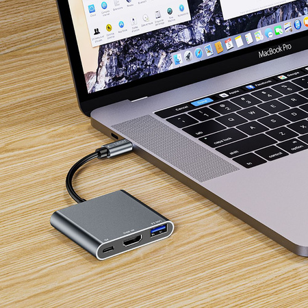 TECH-PROTECT HUB 3IN1 ADAPTER DO APPLE MACBOOK AIR PRO Z PRZEJŚCIÓWKĄ USB-C