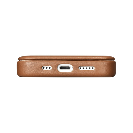 iCarer CE Premium Leather Folio Case skórzane etui iPhone 14 Pro z klapką magnetyczne MagSafe brązowy (WMI14220714-BN)