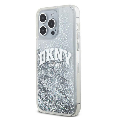 DKNY ETUI HARDCASE DO IPHONE 15 PRO 6.1 Z LOGO METALOWYM I LIQUID GLITTER