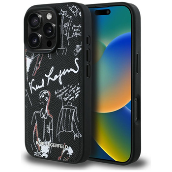Etui Karl Lagerfeld Grained Pattern &    Logo MagSafe do iPhone 16 Pro Max czarny