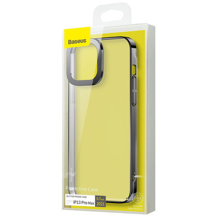 Baseus Glitter Case przezroczyste etui pokrowiec iPhone 13 Pro Max czarny (ARMC000201)