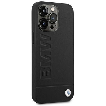 Etui BMW BMHCP14LSLLBK na iPhone 14 Pro - czarne Leather Stamp
