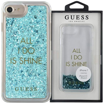 Guess GUHCP7GLUQBL iPhone 6/7/8 /SE 2020 / SE 2022 niebieski/blue hard case Liquid Glitter Party