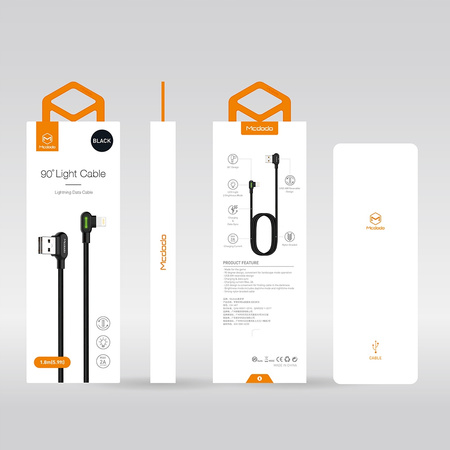 MCDODO KABEL KĄTOWY 90° USB-C SZYBKIE ŁADOWANIE DWUSTRONNY USB TYP C LED
