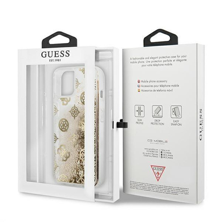 Guess GUHCP13SLGPEGO iPhone 13 mini 5,4" złoty/gold hardcase Peony Liquid Glitter