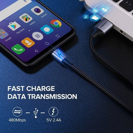 UGREEN KABEL MICRO USB DO SZYBKIEGO ŁADOWANIA QC 3.0 1.5M 2.4A DO TELEFONÓW