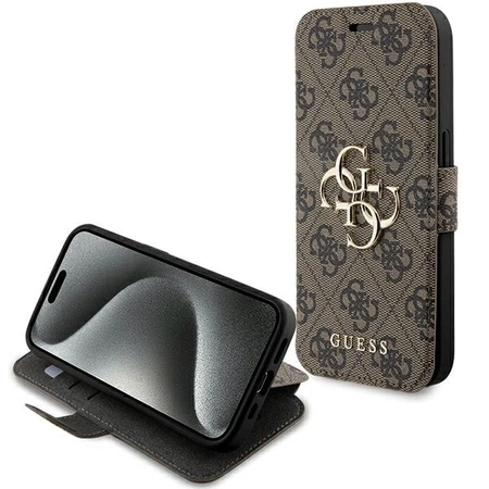 Etui Guess 4G Metal Logo na iPhone 15 Pro Max - brązowe