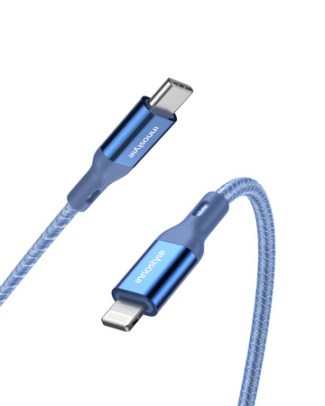 INNOSTYLE POWERFLEX KABEL USB-C LIGHTNING MFI SZYBKIEGO ŁADOWANIA DO IPHONE KEVLAR 2M NIEBIESKI