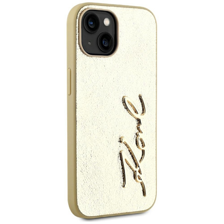 KARL LAGERFELD ETUI WRINKLED METAL DO IPHONE 15 ZŁOTE Z METALOWYM AKCENTEM