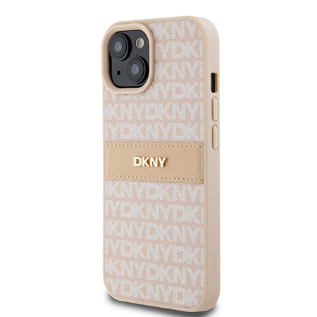 DKNY ETUI HARDCASE DO IPHONE 15 PLUS 14 PLUS 6.7 LEATHER MONO STRIPE Z LOGO