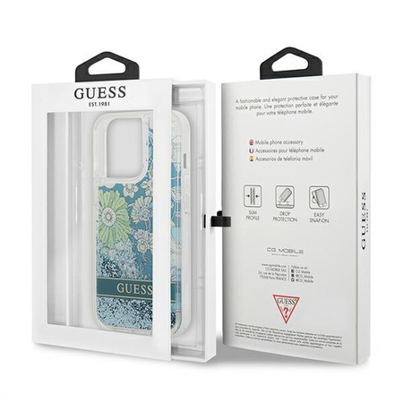 Guess GUHCP13XLFLSN iPhone 13 Pro Max 6,7" zielony/green hardcase Flower Liquid Glitter