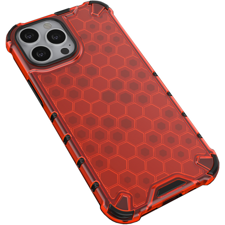 Honeycomb etui pancerny pokrowiec z żelową ramką iPhone 13 Pro Max czerwony