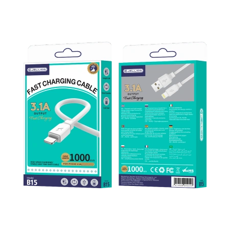JELLICO kabel B15 Lightning 3.1A 1M Biały