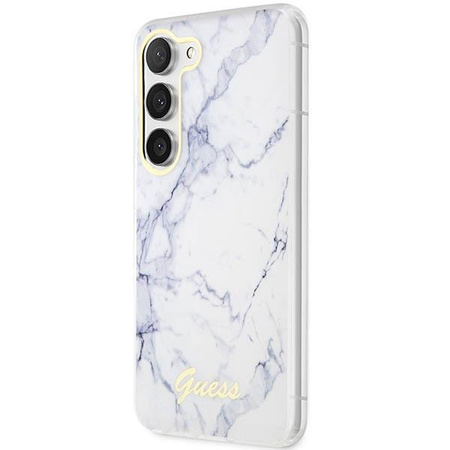 Etui Guess GUHCS23SPCUMAH S23 S911 - białe Marble