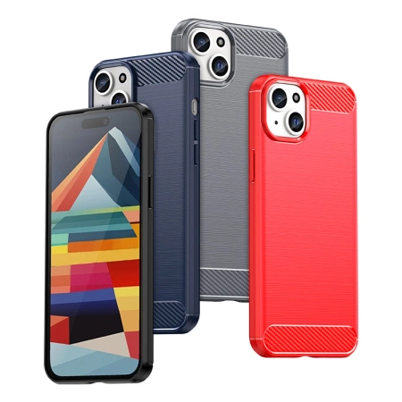 HURTEL ELASTYCZNE ETUI DO IPHONE 15 PLUS CASE KARBON OCHRONA ANTYPOŚLIZGOWE
