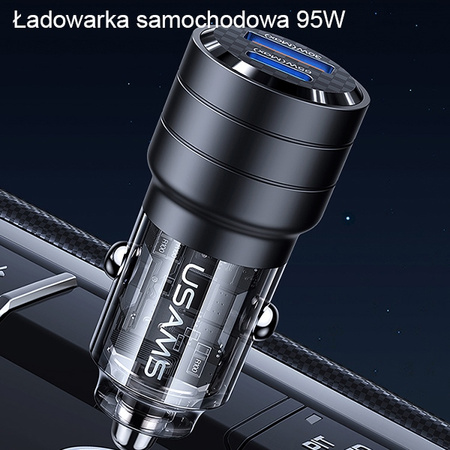 USAMS ŁADOWARKA C36 95W CAR DO TELEFONÓW DO SAMOCHODU FAST CHARGE USB USB-C