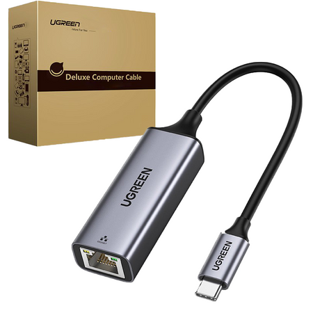 Ugreen zewnętrzna karta sieciowa  RJ45 - USB Typ C (1000 Mbps/ 1 Gbps )Gigabit Ethernet szary (CM199)