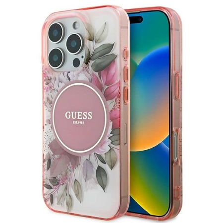 GUESS CASE DO IPHONE 16 PRO MAX 6.9 DO MAGSAFE KWIATOWE WZORY Z TONAL