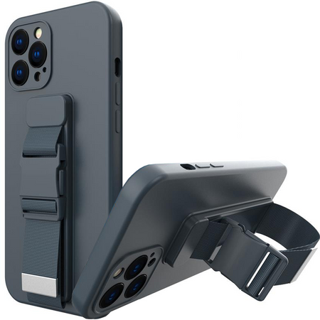 Rope case żelowe etui ze smyczą łańcuszkiem torebka smycz iPhone 12 Pro granatowy