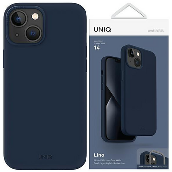 Etui Uniq Lino na iPhone 14 Plus niebieski/marine blue