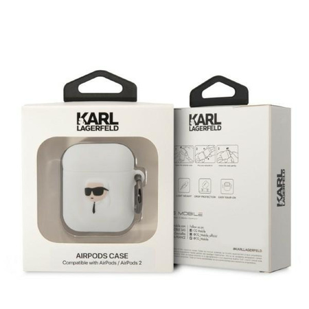 Etui Karl Lagerfeld KLA2RUNIKH na AirPods 1/2 - białe Silicone Karl Head 3D