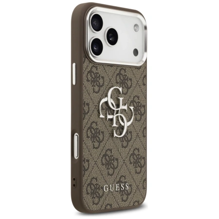 Etui Guess 4G Big 4G Classic Logo na iPhone 17 Pro Max brązowy - srebrne