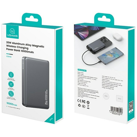 USAMS POWERBANK MAGNETYCZNY BEZPRZEWODOWY 10000MAH DO IPHONE 12 13 14 20W