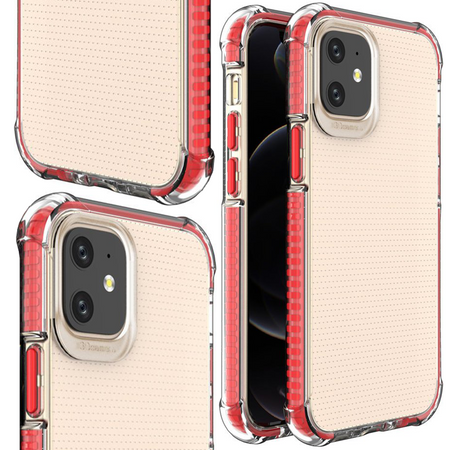 Spring Armor żelowy elastyczny pancerny pokrowiec z kolorową ramką do iPhone 12 mini czerwony