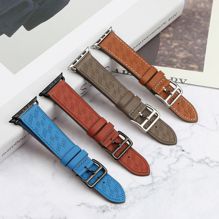 Strap Leather skórzany pasek Apple Watch Ultra, SE, 8, 7, 6, 5, 4, 3, 2, 1 (49, 45, 44, 42  mm) opaska bransoleta czerwony