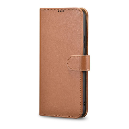 iCarer Haitang Leather Wallet Case skórzane etui do Samsung Galaxy S22+ (S22 Plus) portfel obudowa pokrowiec brązowy (AKSM05BN)